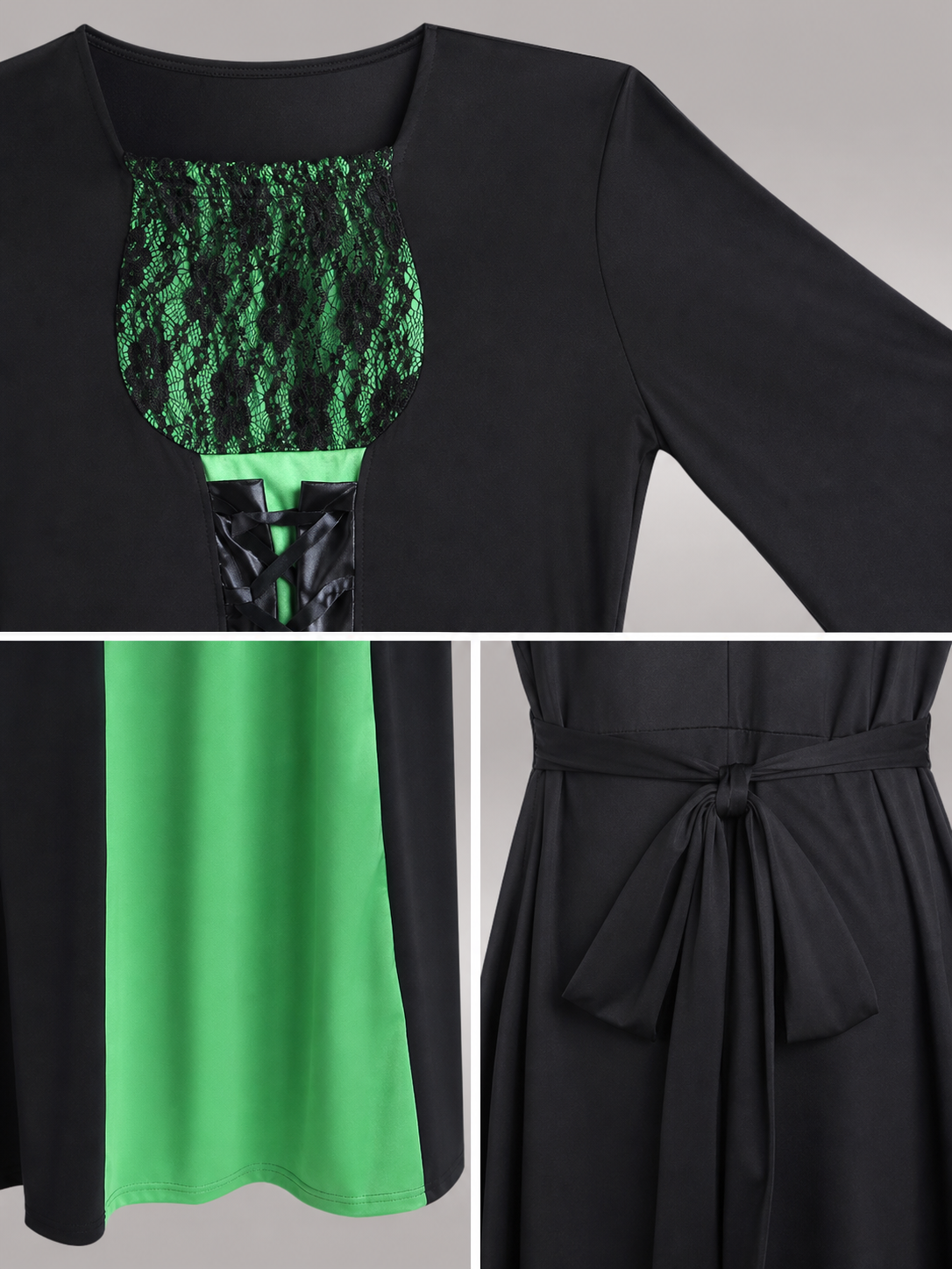 Witch Costume with Pointed Hat, Black