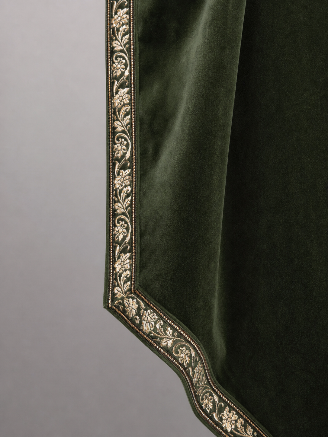 Green asymmetrical long carnival cape