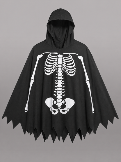 Skeleton costume cloak with hood