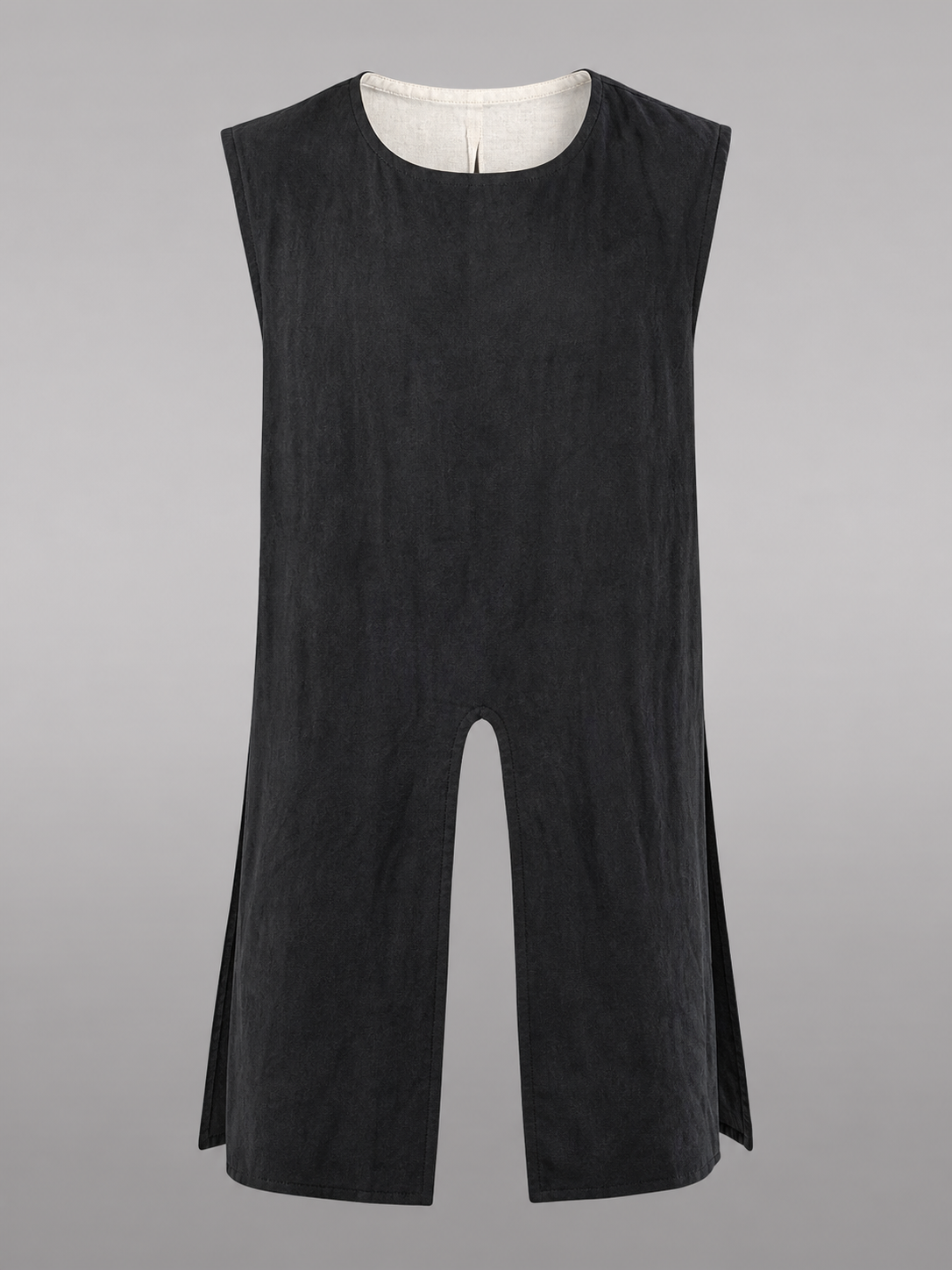 Black Sleeveless Round-Neck Tunic Top