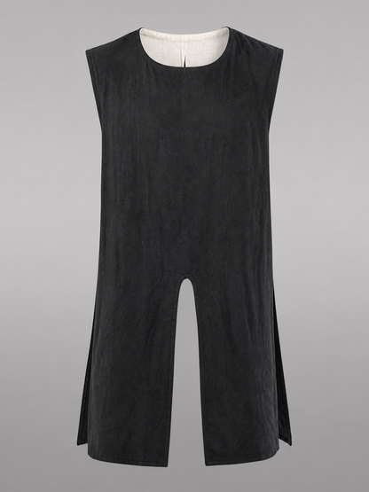 Black Sleeveless Round-Neck Tunic Top