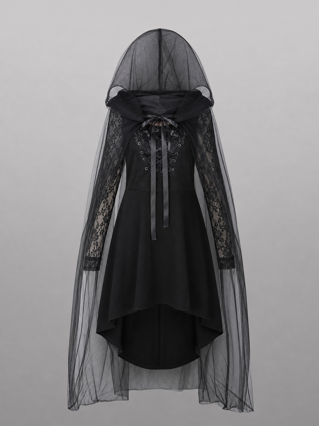 Black Hooded Carnival Cape for Cosplay