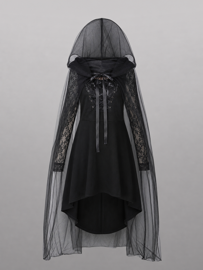 Black Hooded Carnival Cape for Cosplay