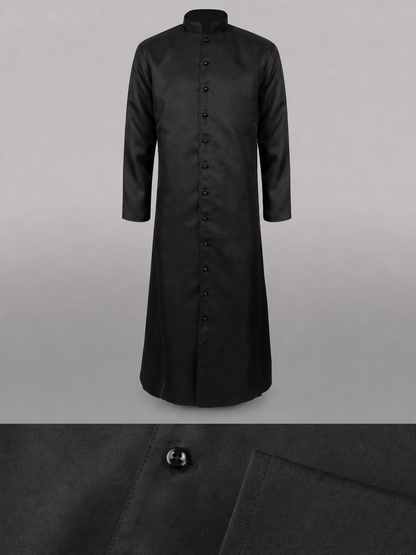 Long Black Robe with Collar and Buttons