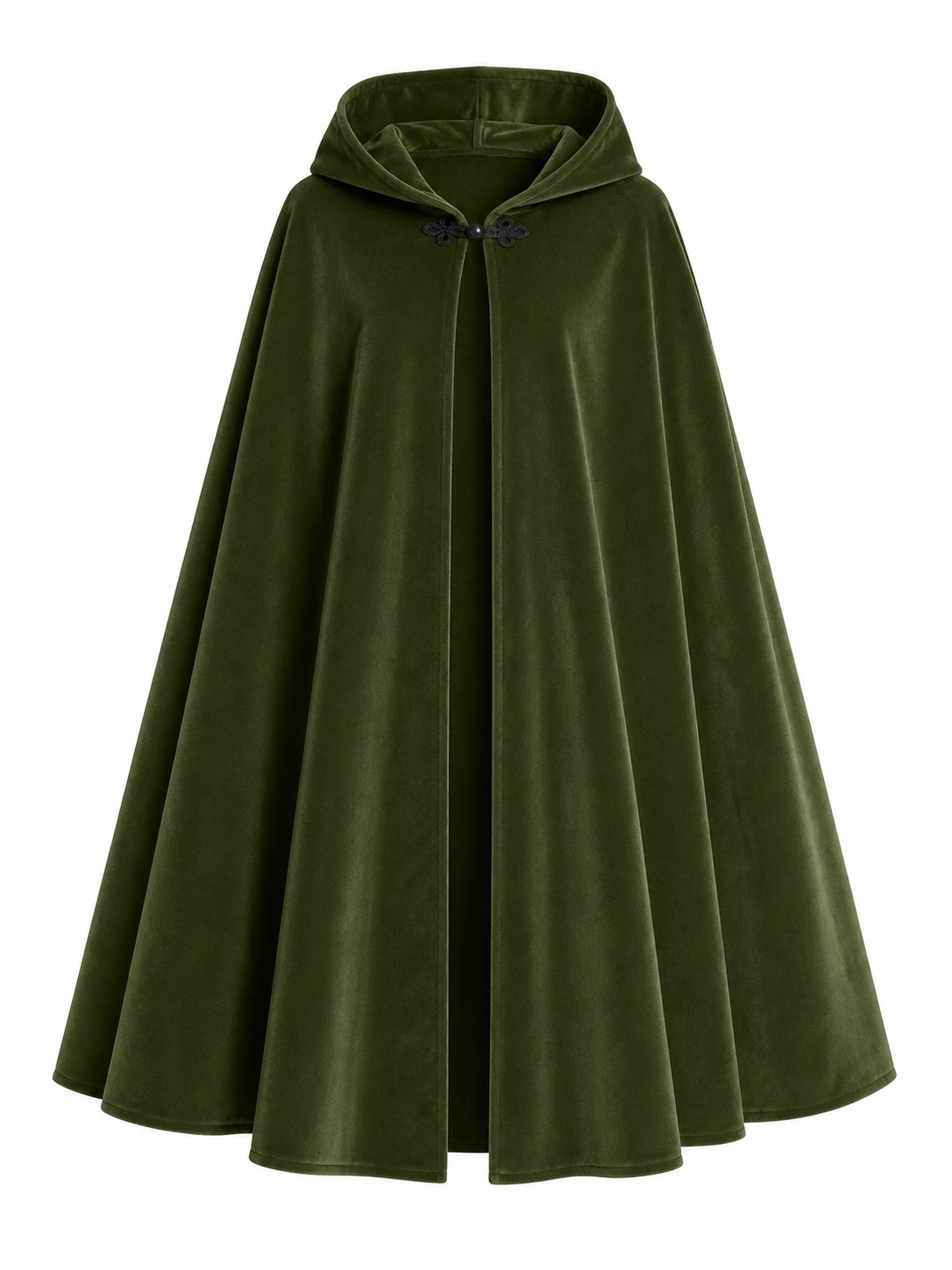 Green Carnival Cloak with a Voluminous Hood