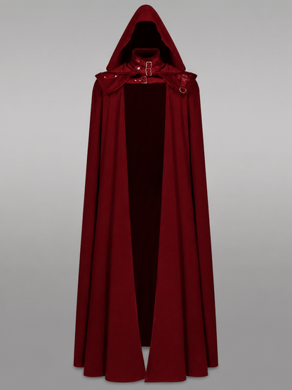 Red long hooded costume cloak