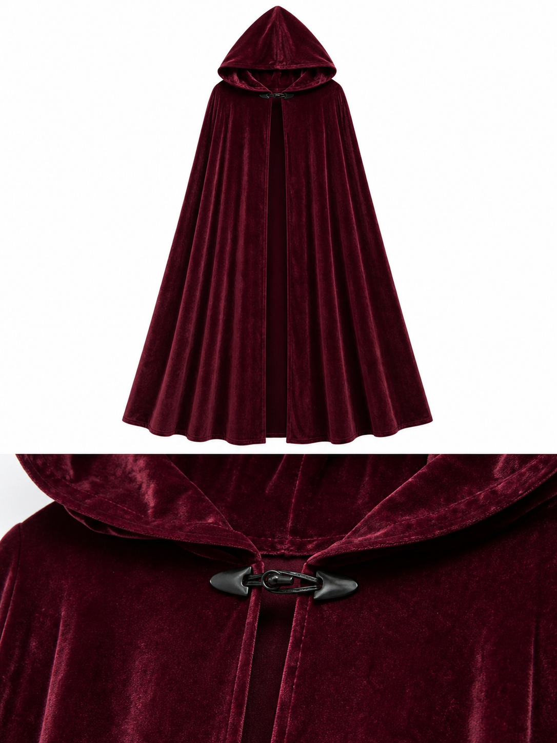 Burgundy Long Carnival Cloak with Hood