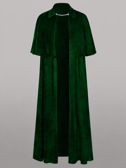 Long Green Carnival Cloak with Collar