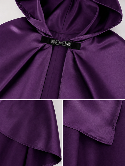 Purple Hooded Medieval Costume Cloak