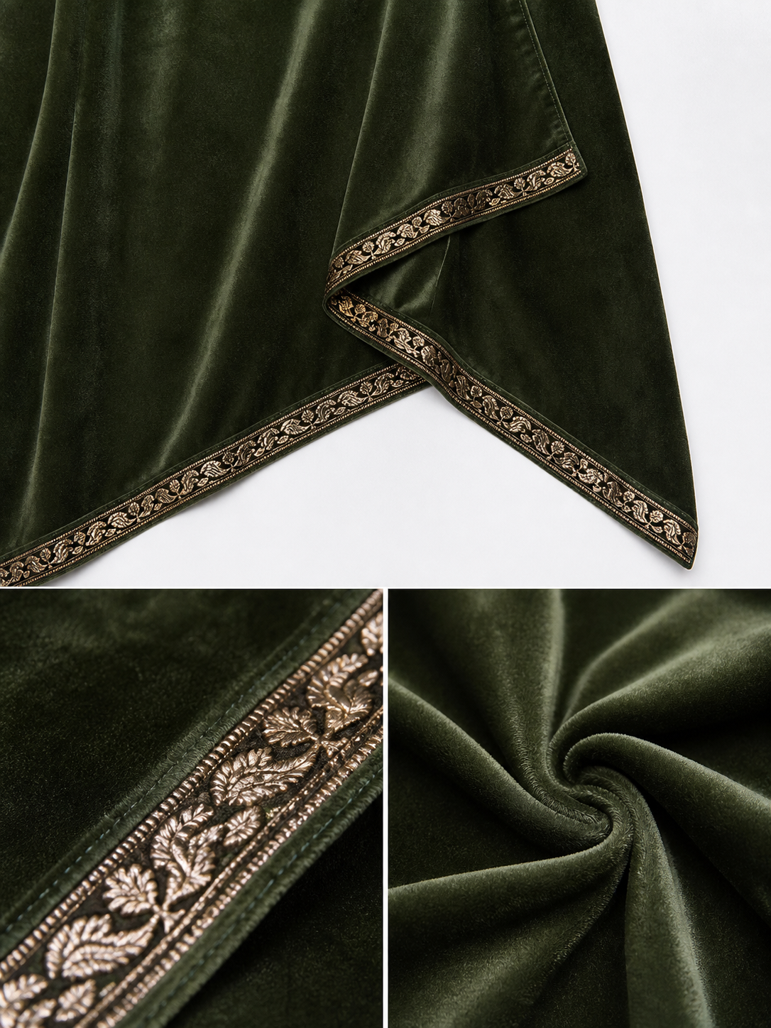 Green asymmetrical long carnival cape