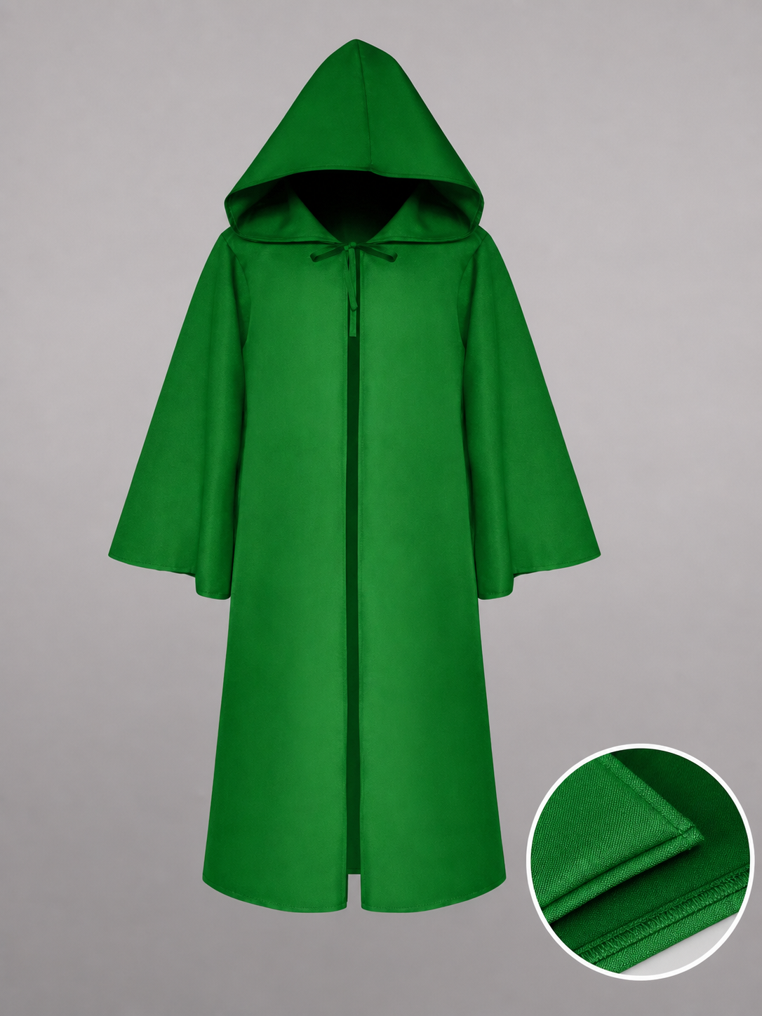 Green carnival cloak with hood, long