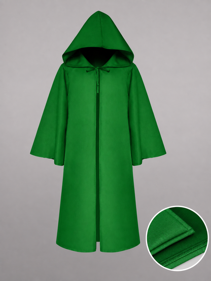 Green carnival cloak with hood, long