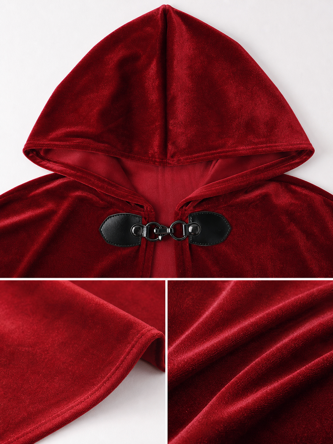 Burgundy Medieval Hooded Costume Cloak