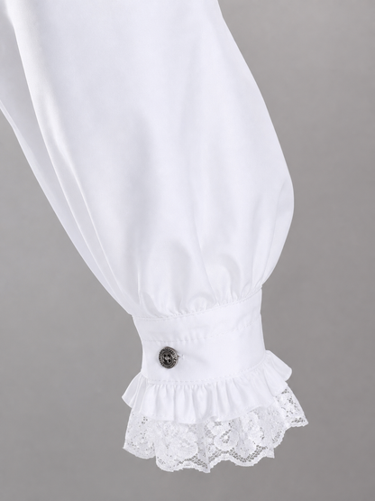 White Shirt with Jabot in Vintage Formal Style