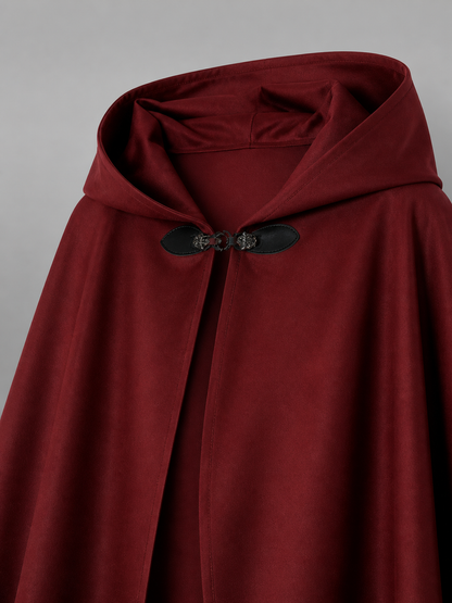 Long Burgundy Hooded Carnival Cloak