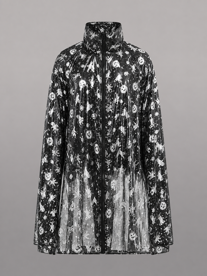 Black Carnival Cloak with a High Collar