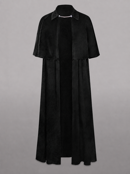 Long Black Carnival Cloak with Collar