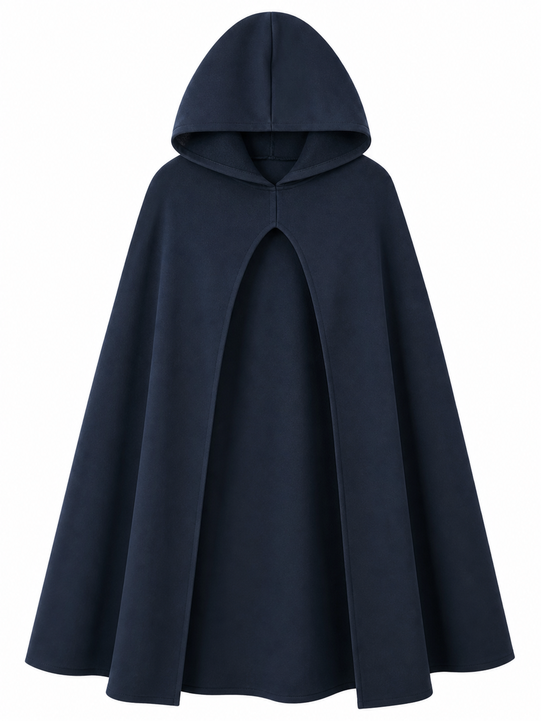 Halloween Costume Women Medieval Hooded Cape, Dark Blue Long with Front Clasp