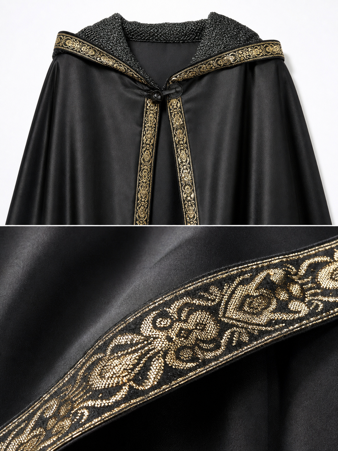Black Medieval Hooded Carnival Cape