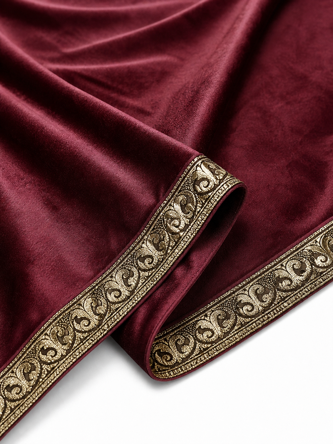 Burgundy velvet-look hooded costume cape product view 61