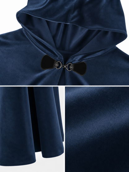 Dark Blue Hooded Costume Cloak