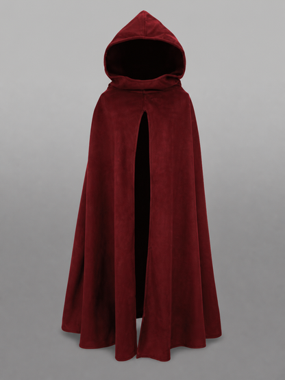 Long Burgundy Carnival Cloak with Hood