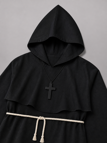 Black Carnival Cloak with Pointed Hood