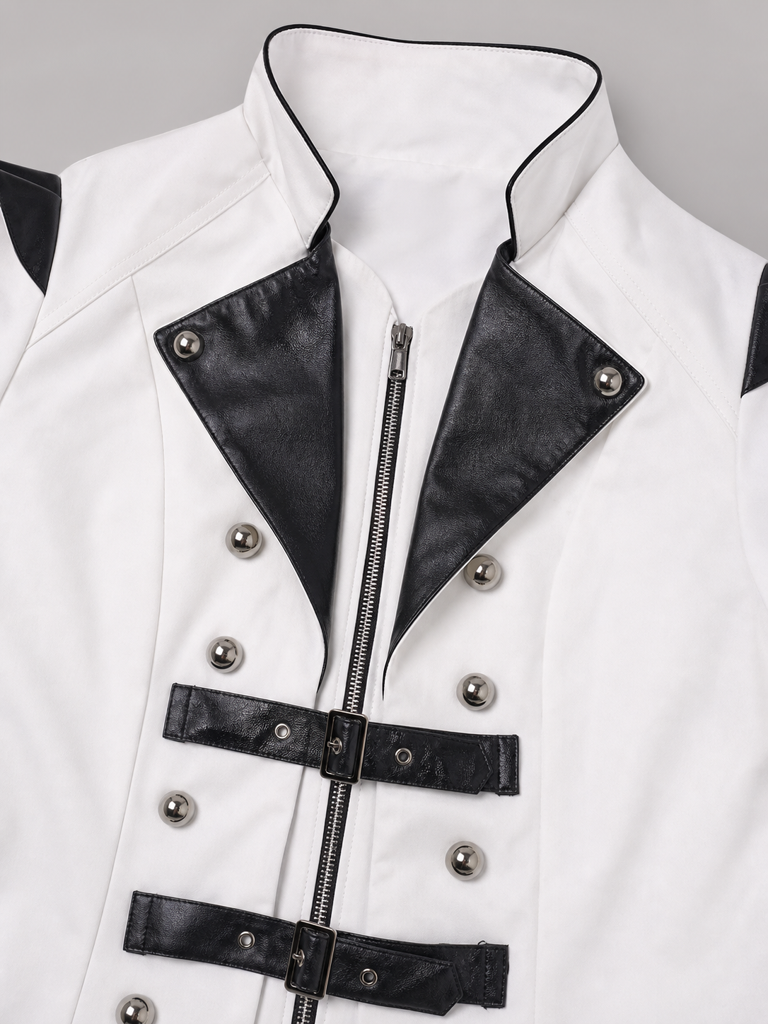 White carnival cape with black lapels