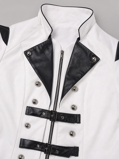 White carnival cape with black lapels
