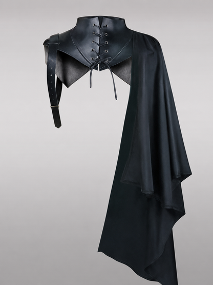 Black Carnival Cloak with a High Collar