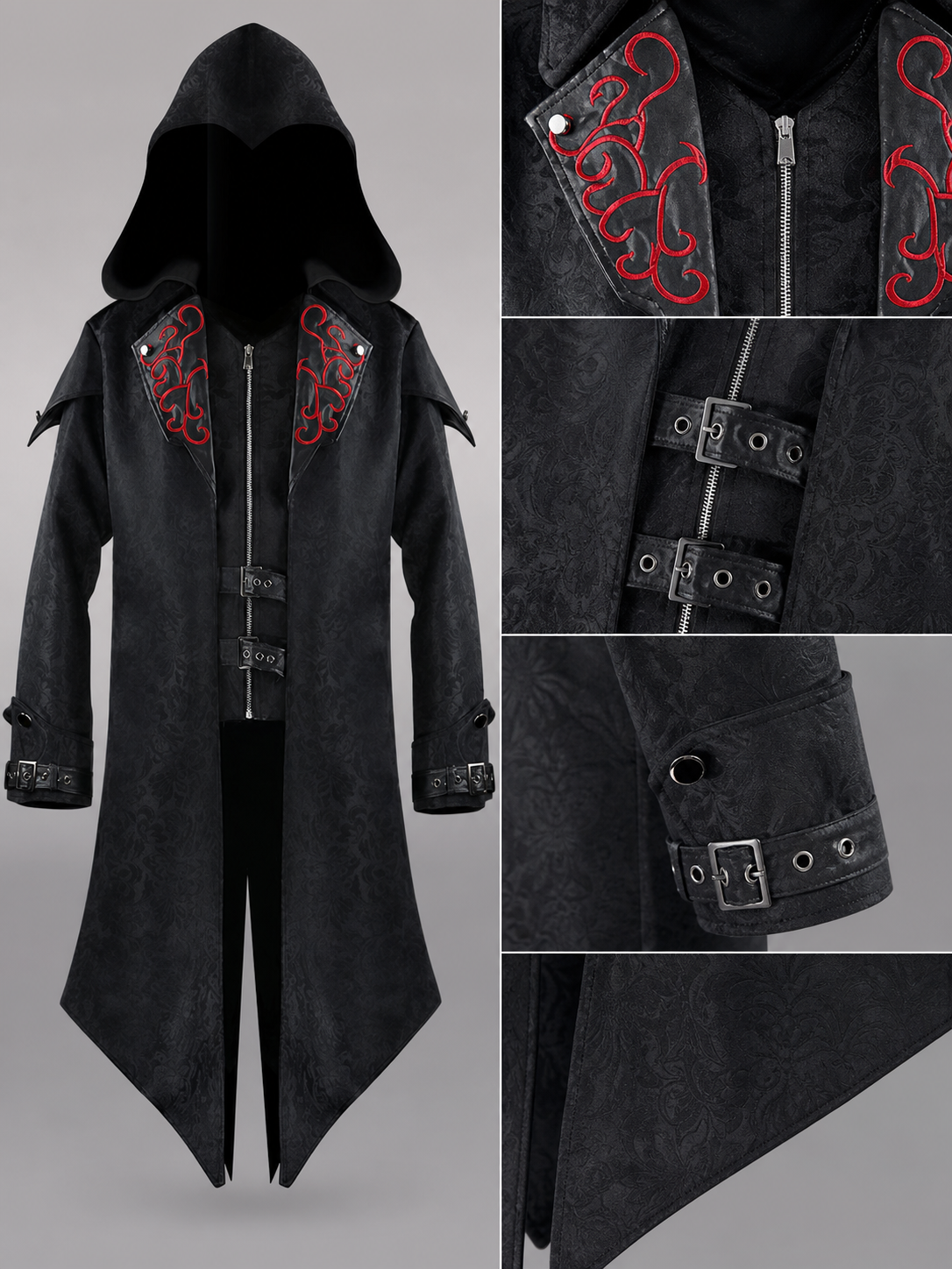 Black Gothic Hooded Carnival Cloak