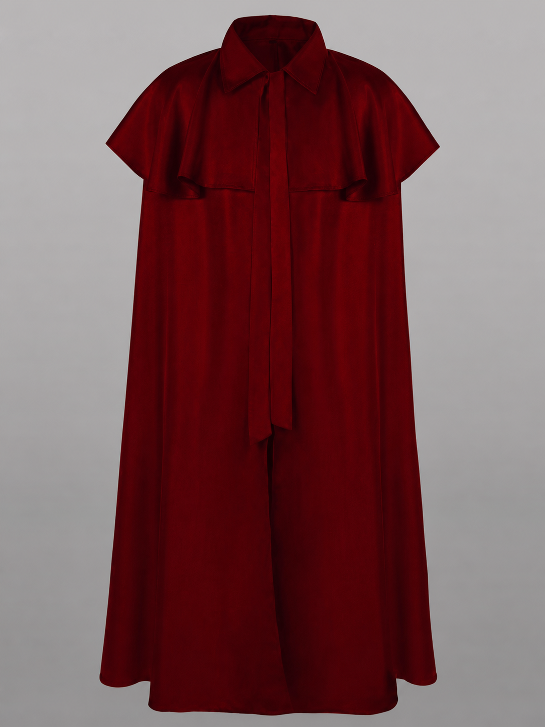 Burgundy Dress with Collar and Flared Hem