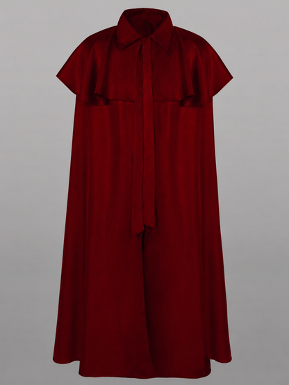 Burgundy Dress with Collar and Flared Hem