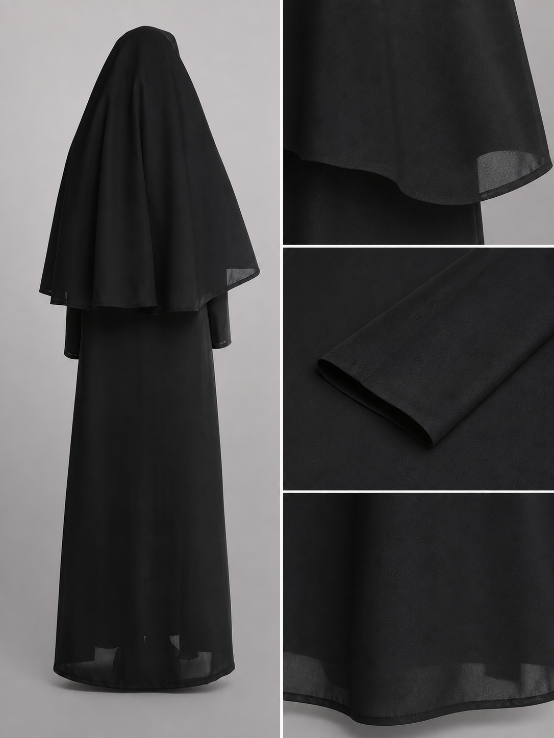 Black Carnival Cloak with White Headpiece
