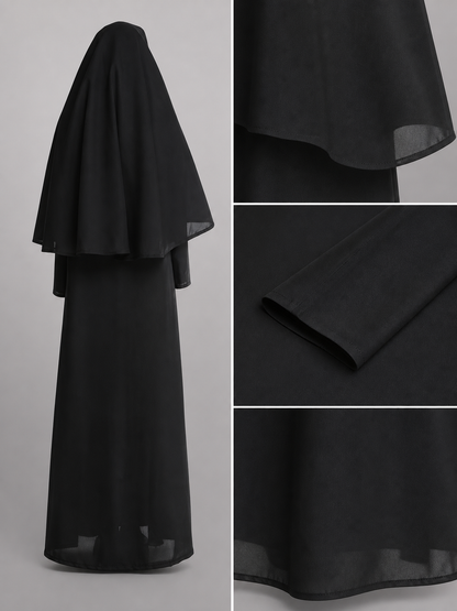 Black Carnival Cloak with White Headpiece