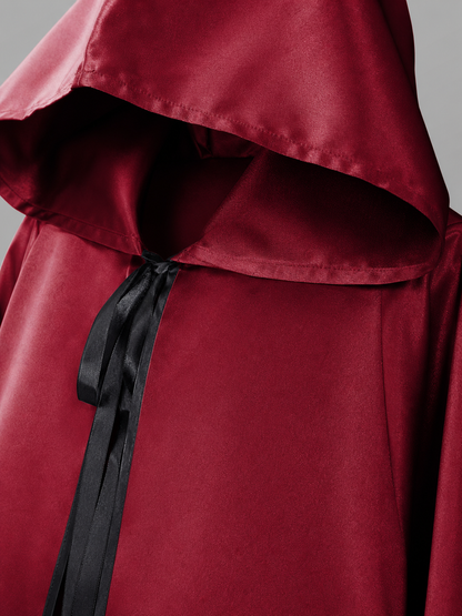 Long Burgundy Hooded Costume Cape