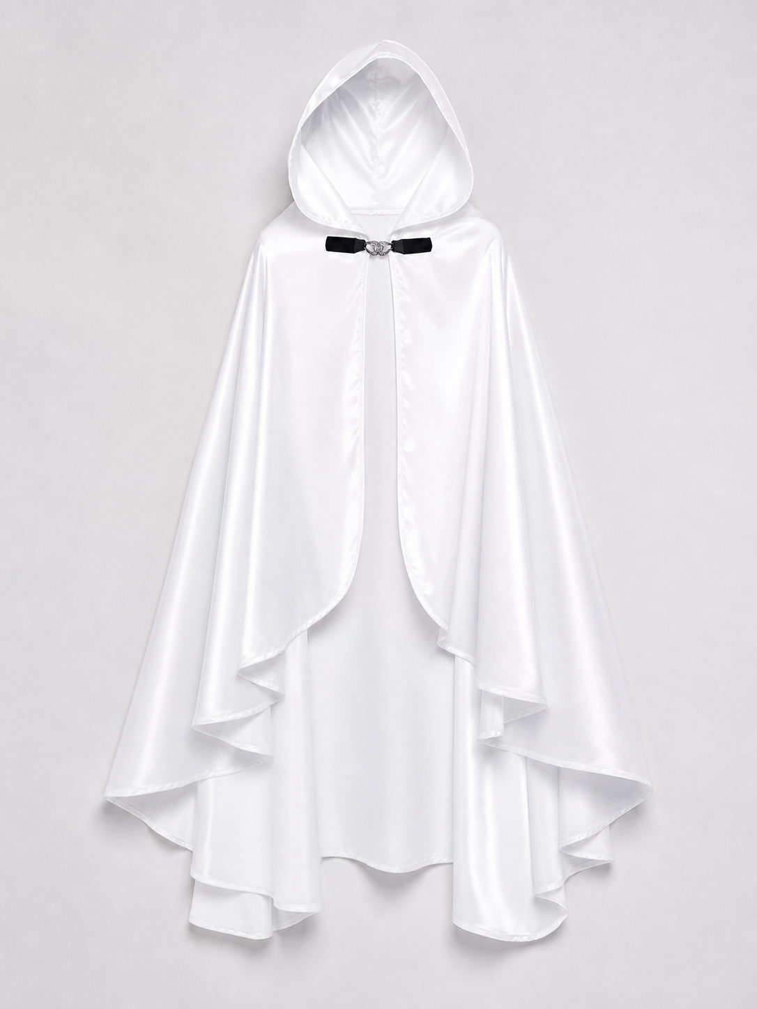 White Hooded Costume Cloak, Flowing Silhouette