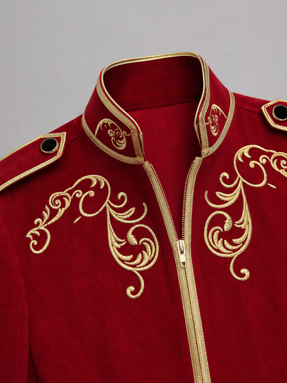 Red jacket with gold trim for a costume look