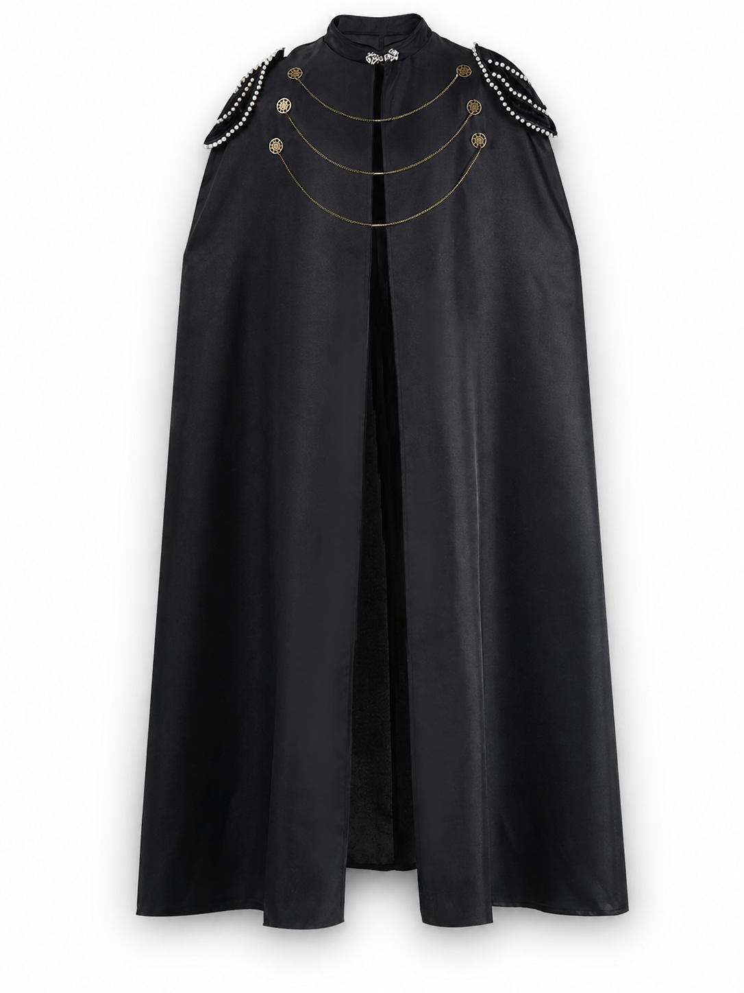 Black Decorative Hooded Costume Cloak