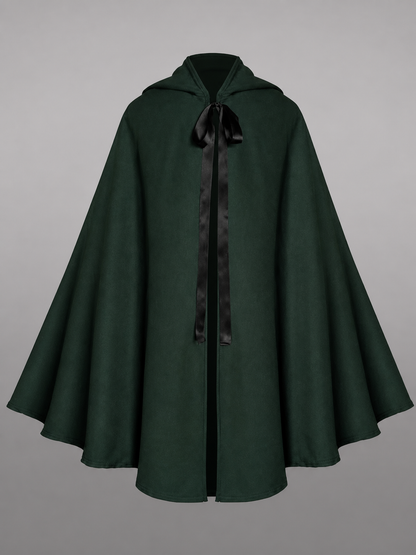Green hooded medieval costume cloak
