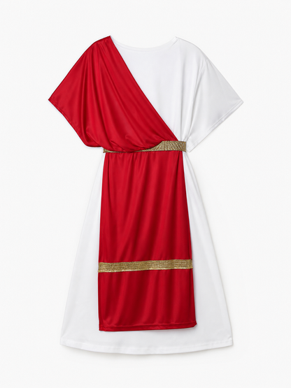 Ancient Greek Costume with Red and Gold Ribbons fabric detail