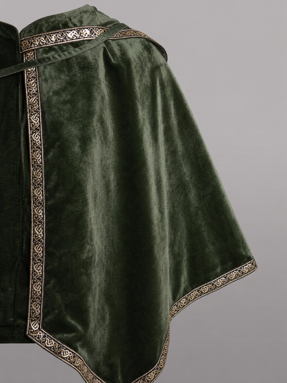 Green asymmetrical long carnival cape