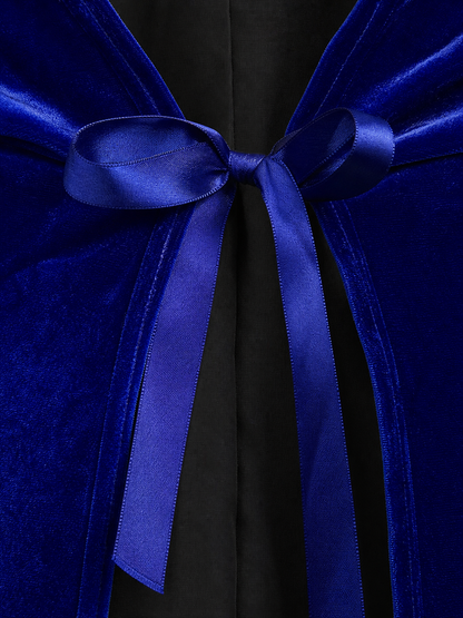 Long Blue Hooded Carnival Cape