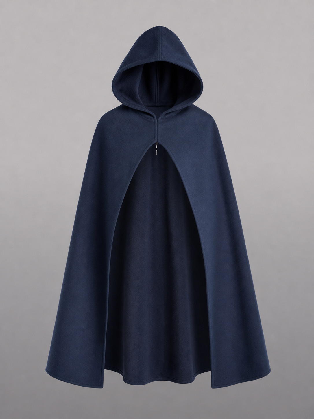 Halloween Costume Women Medieval Hooded Cape, Dark Blue Long with Front Clasp