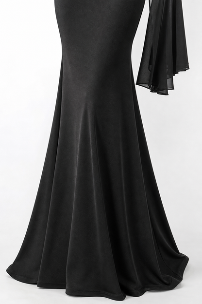 Black Gothic Floor-Length Evening Dress