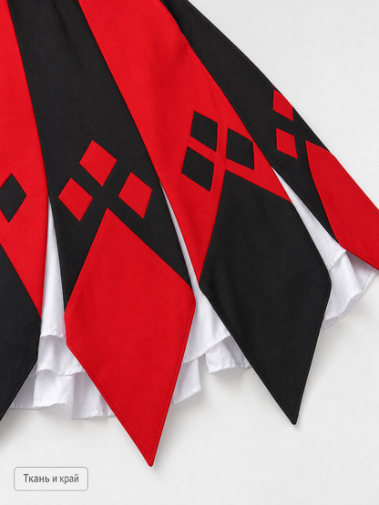 Harlequin cosplay dress with collar and cuffs