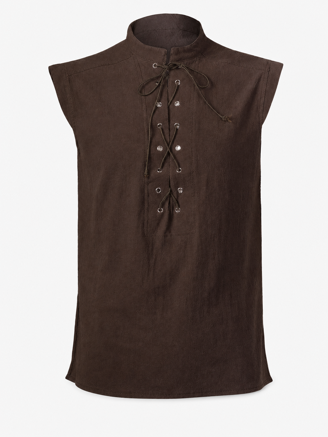 Halloween Sleeveless Lace-Up Vest with Stand Collar