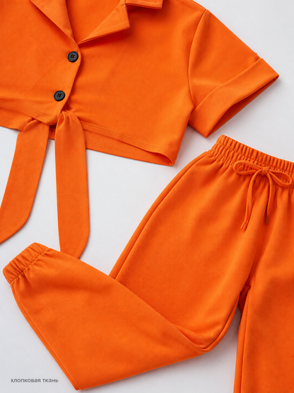 Halloween costume, orange printed set