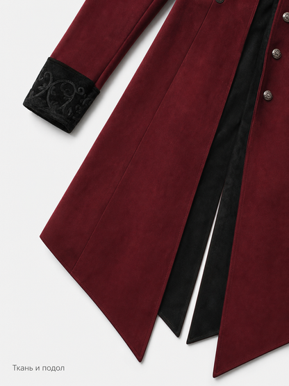 Carnival Long Embroidered Cloak, Burgundy