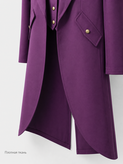 Purple carnival tailcoat with gold buttons